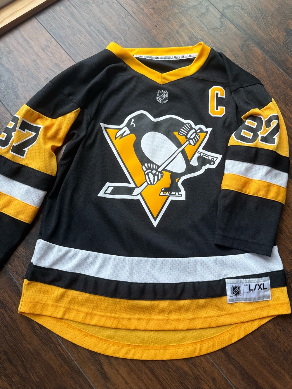 Pittsburgh Penguins Youth Black & Gold Hockey Jersey - #87 Captain